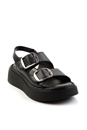 Siyah Leather Kadın Sandalet K05299117803