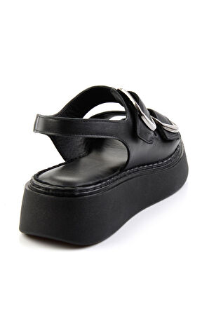 Siyah Leather Kadın Sandalet K05299117803