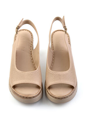 Bej Leather Kadın Sandalet K05299112603