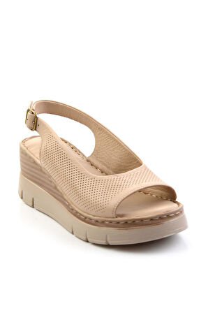 Bej Leather Kadın Sandalet K05299112603