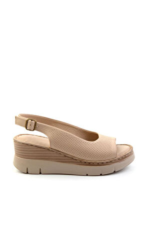 Bej Leather Kadın Sandalet K05299112603