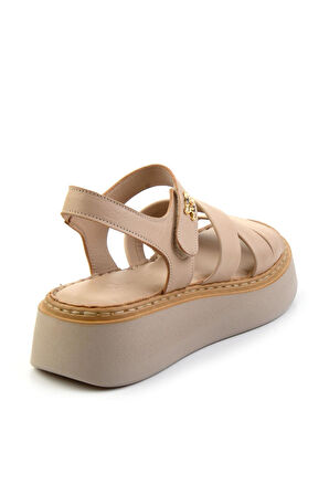 Bej Leather Kadın Sandalet K05299113603