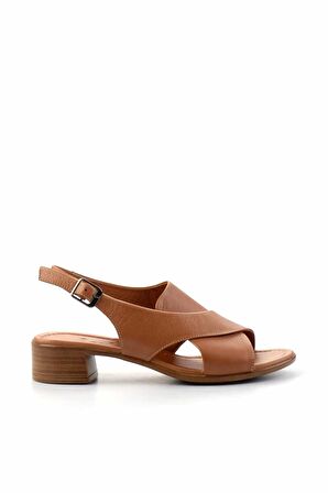 Taba Hakiki Deri Kadın Klasik Topuklu Ayakkabı K05290032503