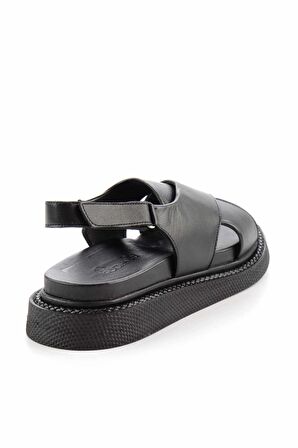 Siyah Hakiki Deri Kadın Sandalet K05291085103