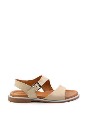 Bej Leather Kadın Sandalet K05331120603