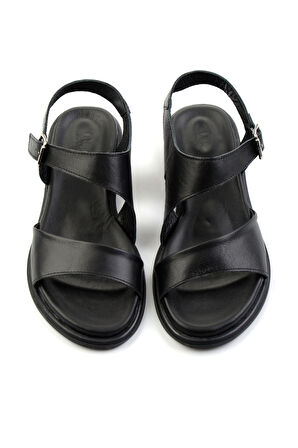 Siyah Leather Kadın Sandalet K05331120603