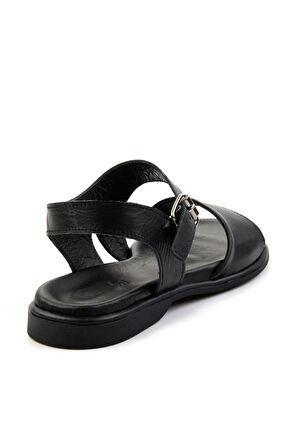 Siyah Leather Kadın Sandalet K05331120603