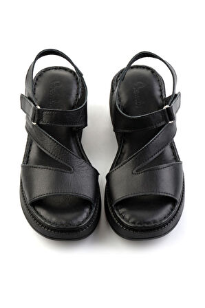 Siyah Leather Kadın Sandalet K05331126203