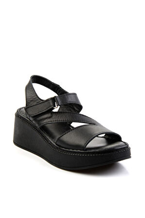 Siyah Leather Kadın Sandalet K05331126203