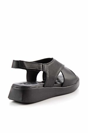 Siyah Hakiki Deri Kadın Sandalet K05357010103