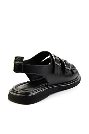 Siyah Leather Kadın Sandalet K05359032403
