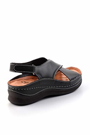Siyah Hakiki Deri Kadın Sandalet K05465048003
