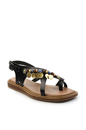 Siyah Leather Kadın Sandalet K05465048703