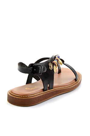 Siyah Leather Kadın Sandalet K05465048703