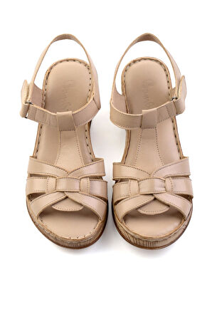 Bej Leather Kadın Sandalet K05552000503
