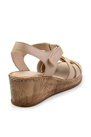 Bej Leather Kadın Sandalet K05552000503