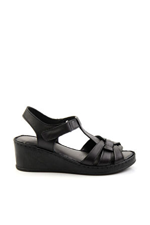Siyah Leather Kadın Sandalet K05552000503