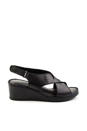 Siyah Leather Kadın Sandalet K05552001203