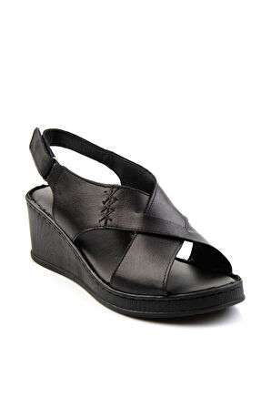 Siyah Leather Kadın Sandalet K05552001203