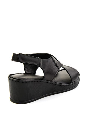 Siyah Leather Kadın Sandalet K05552001203