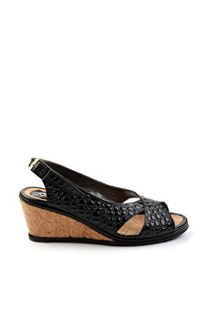 Siyah Leather Kadın Sandalet K05582032211