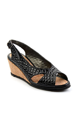 Siyah Leather Kadın Sandalet K05582032211