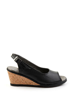 Siyah Leather Kadın Sandalet K05582040203