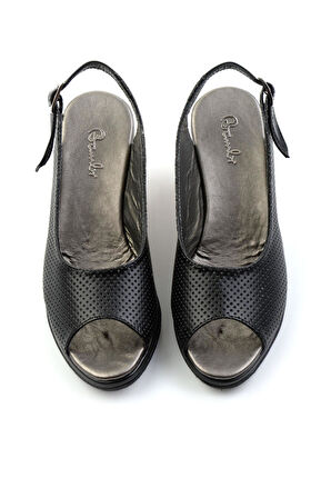 Siyah Leather Kadın Sandalet K05582040203