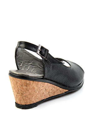 Siyah Leather Kadın Sandalet K05582040203