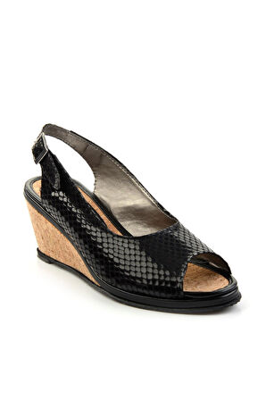 Siyah Leather Kadın Sandalet K05582040507