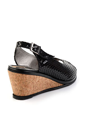 Siyah Leather Kadın Sandalet K05582040507