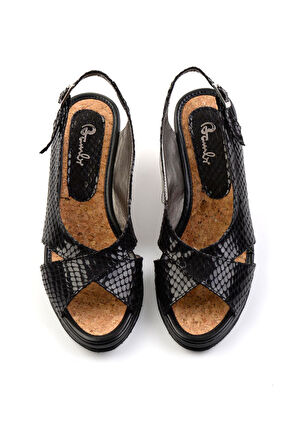 Siyah Leather Kadın Sandalet K05582032207