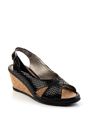 Siyah Leather Kadın Sandalet K05582032207