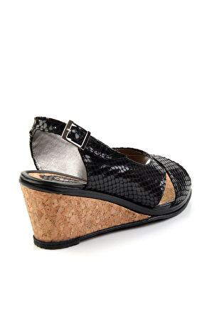 Siyah Leather Kadın Sandalet K05582032207