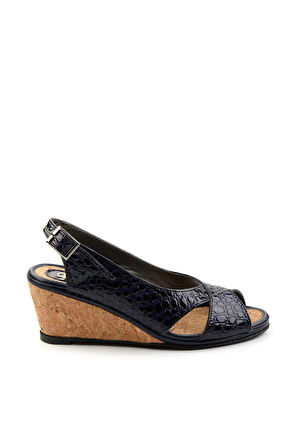 Lacivert Leather Kadın Sandalet K05582032211