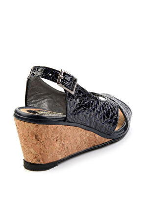 Lacivert Leather Kadın Sandalet K05582032211