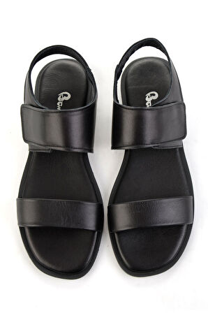 Siyah Hakiki Deri Kadın Sandalet K05666030603