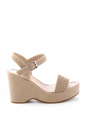 Vizon Örgü  Kadın Dolgu Topuklu Ayakkabı K05688950209