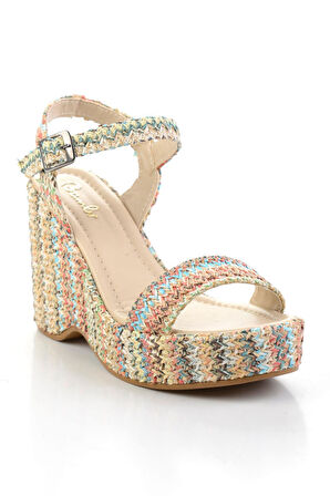 Çok Renkli  Kadın Dolgu Topuklu Ayakkabı K05688950228