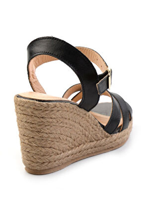 Siyah Leather Kadın Sandalet K05718071303