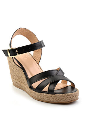 Siyah Leather Kadın Sandalet K05718071303