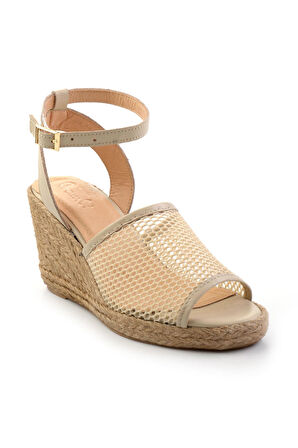 Bej Leather Kadın Sandalet K05718071222