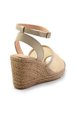Bej Leather Kadın Sandalet K05718071222
