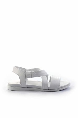 Beyaz Hakiki Deri Kadın Sandalet K05724660103