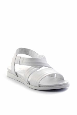 Beyaz Hakiki Deri Kadın Sandalet K05724660103