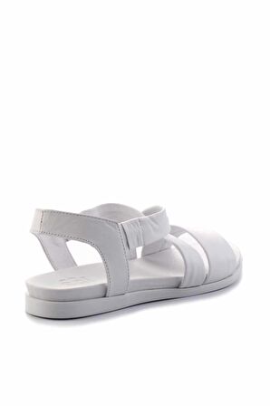 Beyaz Hakiki Deri Kadın Sandalet K05724660103