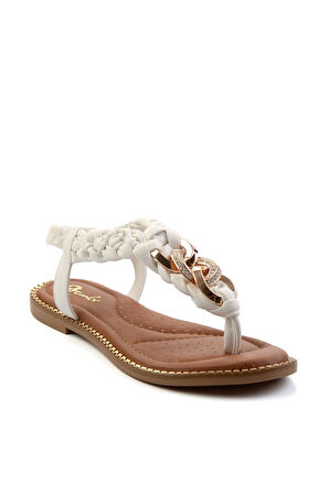 Beyaz  Kadın Sandalet K05823120709