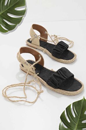 Bambi Siyah Süet  Kadın Sandalet K05874060202