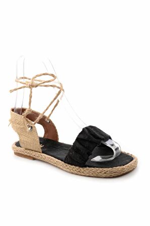 Bambi Siyah Süet  Kadın Sandalet K05874060202