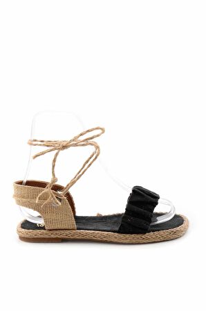 Bambi Siyah Süet  Kadın Sandalet K05874060202